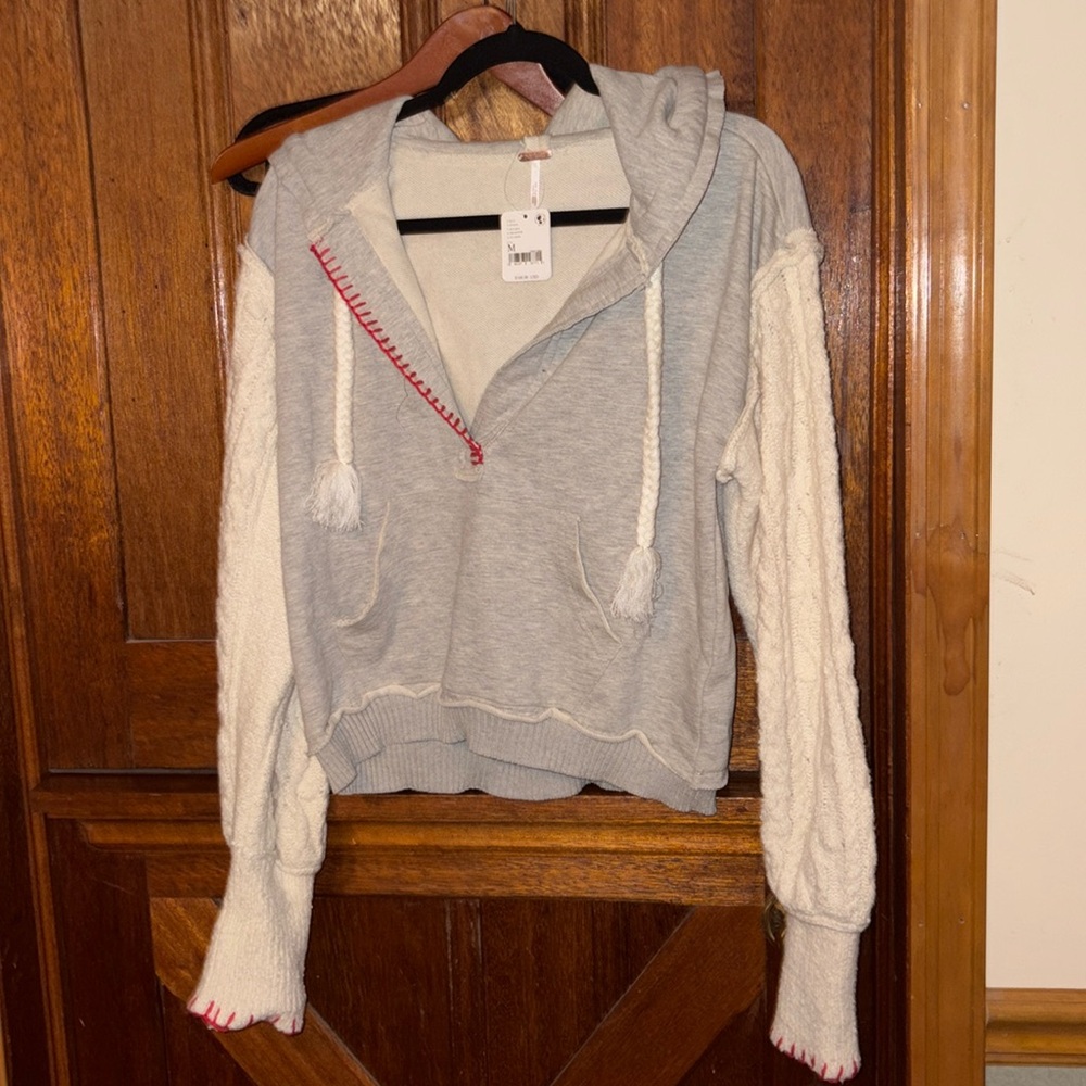 Free people contrast knit hoodie size medium